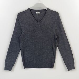 Express Sweater Modern Fit Extra Fine Merino Wool Mens XS Charcoal Gray V-Neck